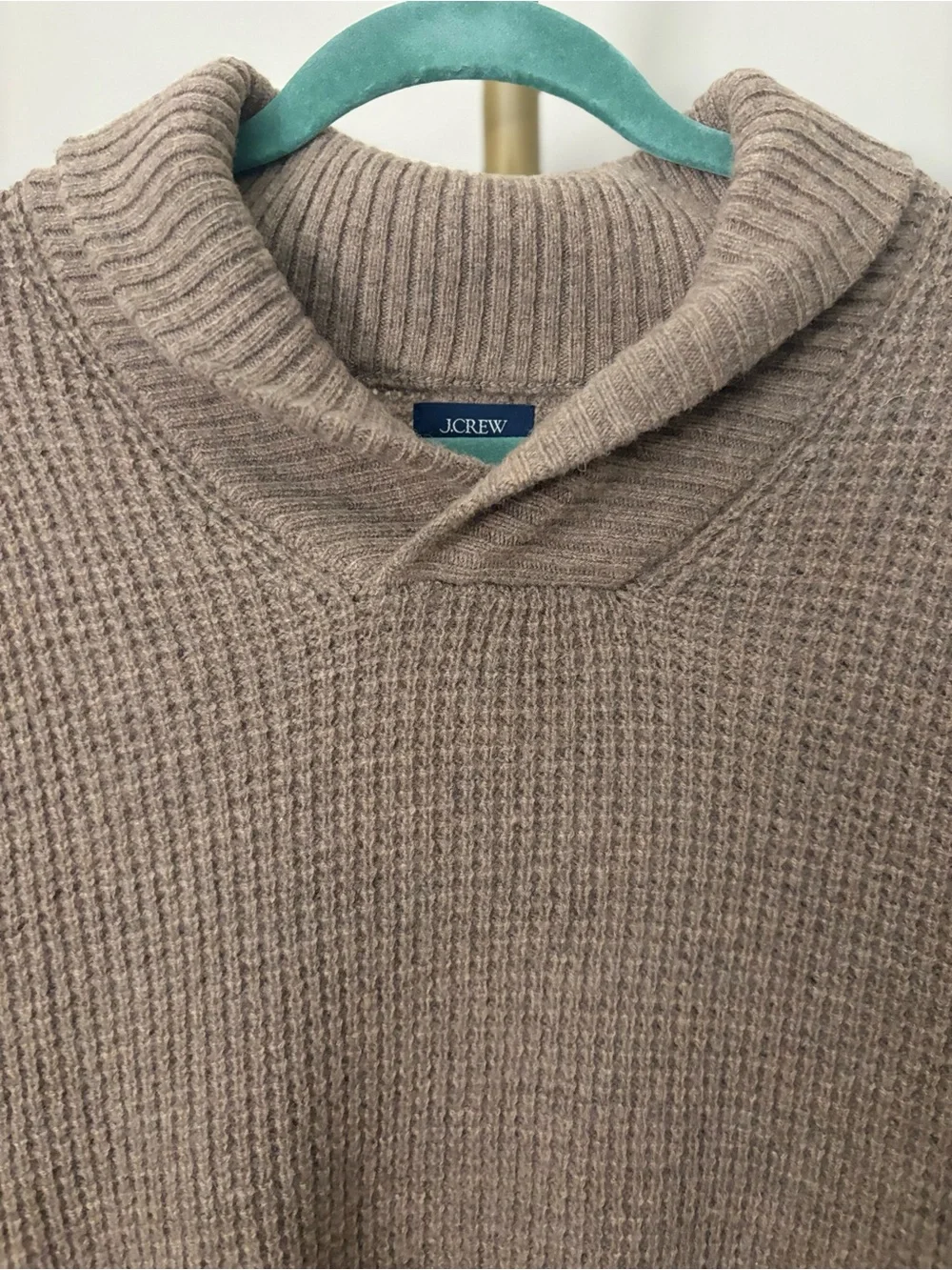 J. Crew Men's Turtleneck Waffle Knit Sweater in Taupe
